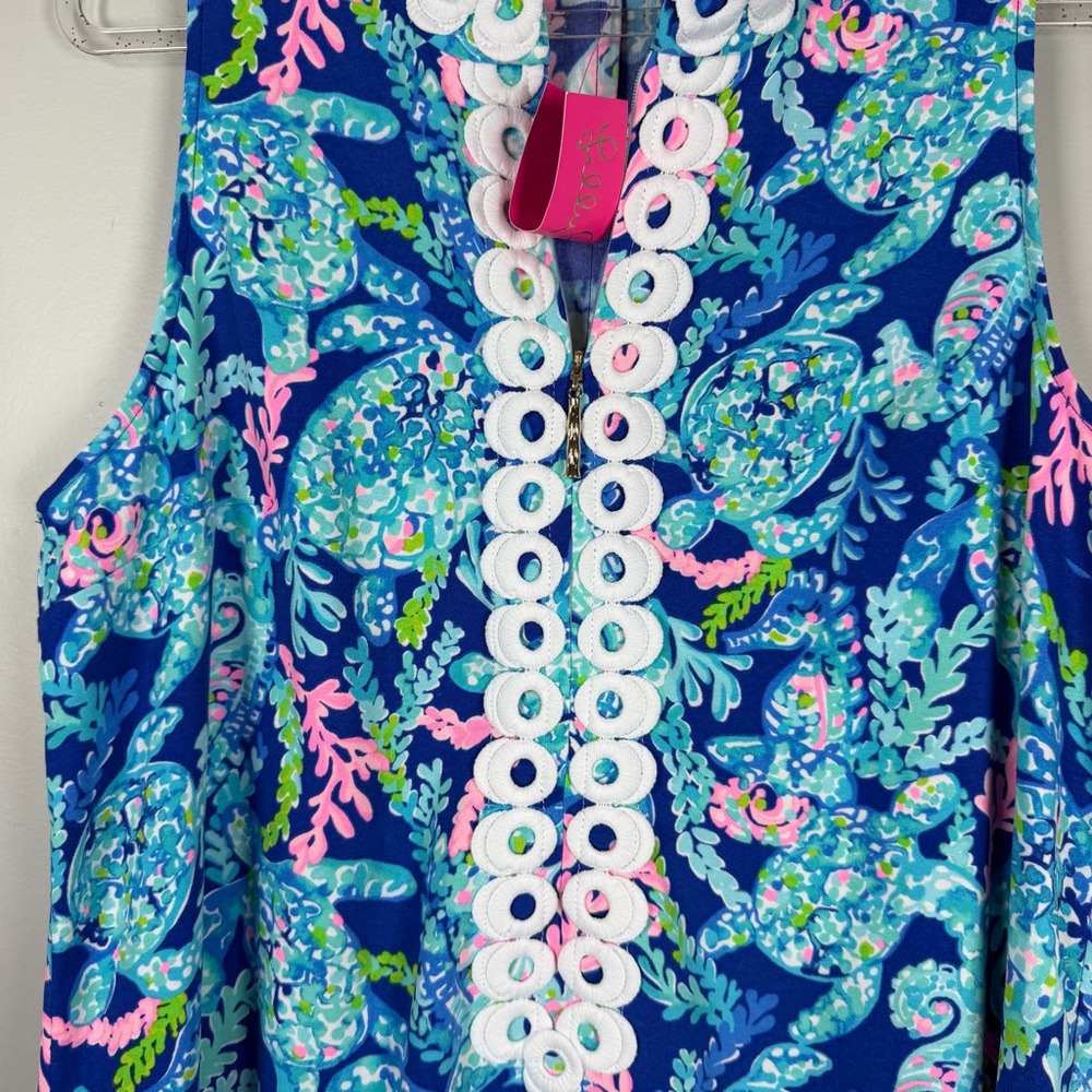 NWT Lilly Pulitzer Jane Shift Dress Turtle Villa CORSICA BLUE Size 14 Beach - Picture 7 of 14